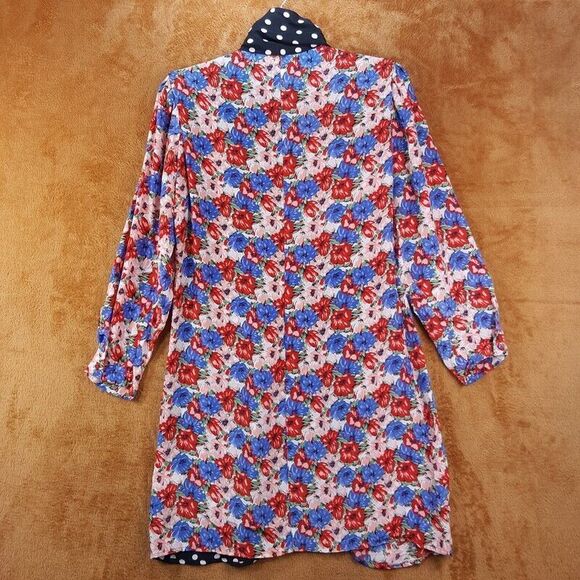 RIXO Womens Wrap Dress XS Black Floral Polka Dot Mixed Print Mini Silk CHERIE - Picture 4 of 11